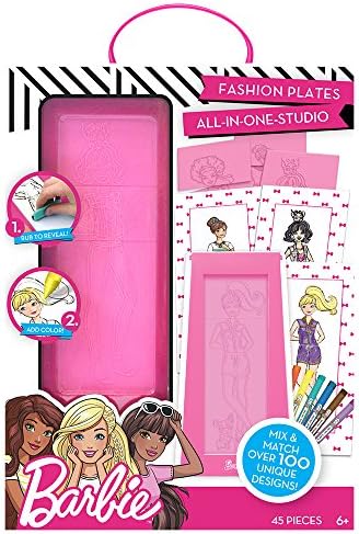 Barbie Fashion Plates All in One Studio Sketch Design Activity Set – Fashion Design Kit for Kids Ages 6 and Up
