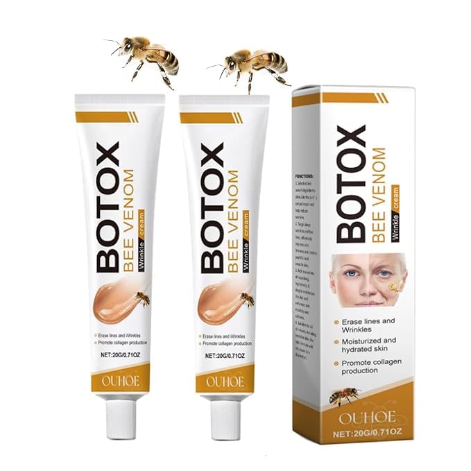 2PCS Botox Bee Venom Cream - Wrinkle Removal & Firming, Moisturizing, Lifting & Recovery - All Skin Types - Anti-Aging Bee Venom Cream, 0.71 Oz Each