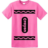 Crayon Tshirt Halloween Costume for Men Women Adult Size | Funny Cool Group Shirt idea | Graphic tee (Pink, Small)