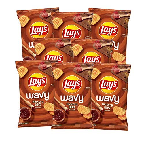 Lay's Wavy Hickory BBQ Potato Chips, 1.5 ounce (Pack of 8)