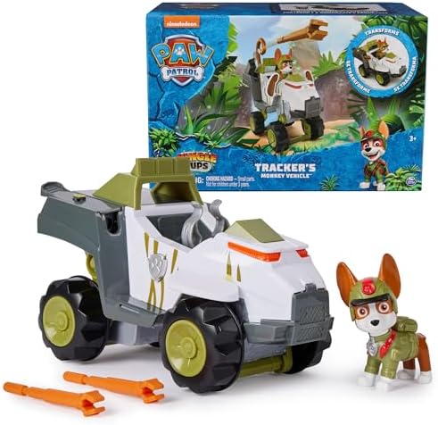 Paw Patrol Jungle Pups, Tracker’s Monkey Vehicle, Toy Truck with Collectible Action Figure, Kids Toys for Boys & Girls Ages 3 and Up