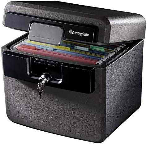 SentrySafe Black Fireproof and Waterproof Safe, File Folder and Document Box with Key Lock, Ex. 14.3 x 15.5 x 13.5 inches, HD4100