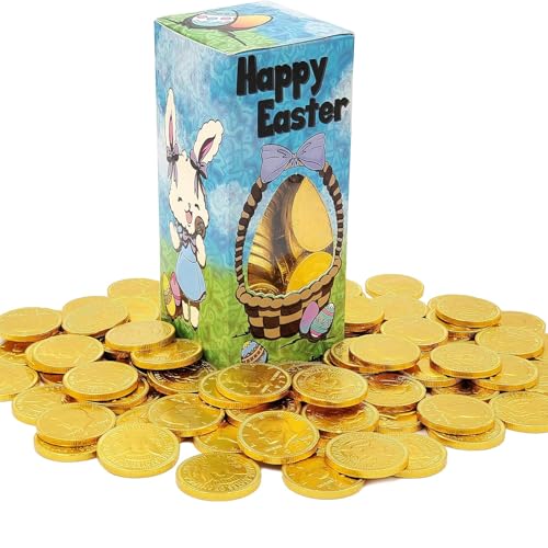 Happy Easter Belgian Milk Chocolate Gold Coins, Kosher Certified Dairy, Nut-Free (Half-Pound)