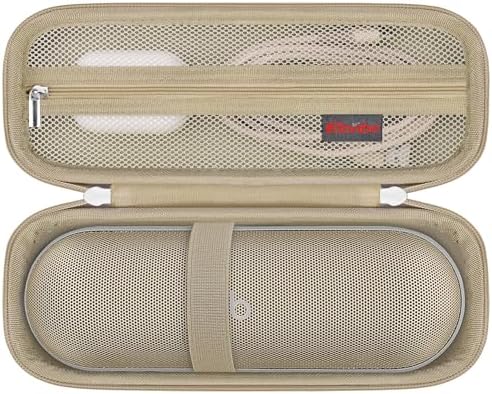 Elonbo Carrying Case for Beats Pill (2024 Release)-Portable Bluetooth Speaker, Beats Pill Speaker Travel Bag Storage Holder, Mesh Pocket Fits Charger, Champagne Gold