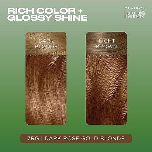 Clairol Natural Instincts Demi-Permanent Hair Dye, 7RG Dark Rose Gold Blonde Hair Color, Pack of 3