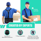 AllyFlex Sports® Back Brace For Lifting Work Y-shape Suspenders Safety Belt With Dual 3D Lumbar Support Relieve Pain, Prevent Injury - L