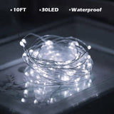 SOCO 16 Pack White Fairy Lights Battery Operated, 10ft 30 Led Mason Jar Lights,Waterproof Firefly Lights, Silver Wire Mini String Lights for Crafts Bottle Vase Centerpieces Flower Christmas Decoration