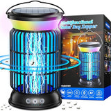 Solar Bug Zapper Outdoor, 4200V Mosquito Zapper, 4000mAh Rechargeable Bug Zapper, Portable Fly Zapper with 9 Modes Light, Waterproof Electric Insect Zapper for Outside, Patio, Backyard, Garden