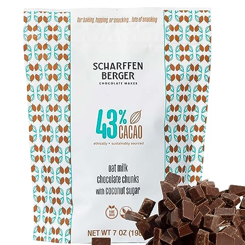 Scharffen Berger Baking Chocolate Chunks (7 Ounce, Pack of 3) - Oat Milk Chocolate Chunks for Baking with Coconut Sugar, 43% Cacao, - Gluten Free, Vegan Chocolate, Non GMO Natural Chocolates, Individual Baking Chocolate