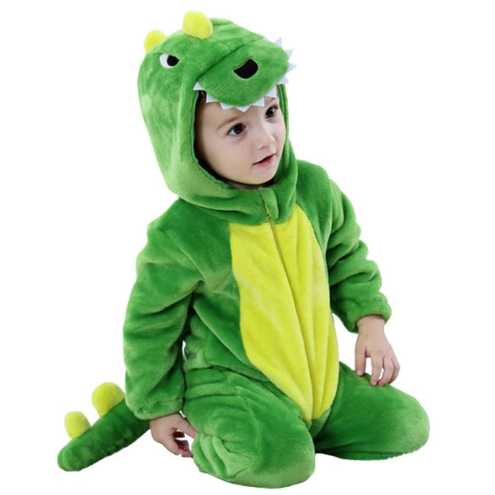 QIAONIUNIU Halloween Baby Green Dinosaur Costumes Toddler Outfit Infants Cosplay Romper 18-24 Months