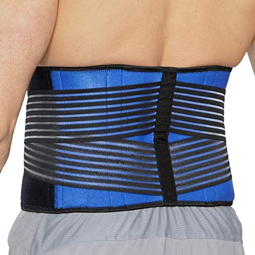 NeoTech Care Neoprene Back Brace for Optimal Support and Pain Relief - Adjustable Compression Belt for Lumbar Stability - Comfortable and Breathable Lower Back Support (Blue, Size S)