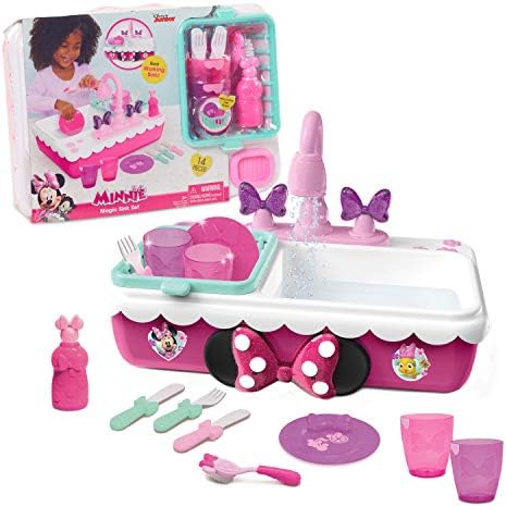 Minnie's Happy Helpers Magic Sink Set, Pretend Play Working Sink, Officially Licensed Kids Toys for Ages 3 Up by Just Play