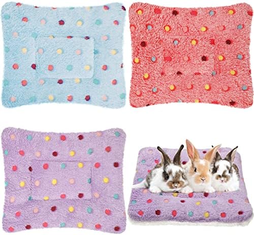 Jetec 3 Pcs Bunny Guinea Pig Beds Soft Bunny Mats Warm Guinea Pig Mat Small Animal Winter Bed Pads Fleece Sleeping Pads for Indoor Rabbit Hamster Squirrel Hedgehog Chinchilla Ferret(Dots)