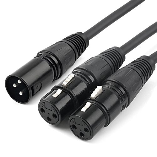 tisino XLR Y-Splitter Cable, Dual Female XLR to Male XLR Mic Combiner Y Cord Balanced Microphone Adaptor Patch Cable (2 Female to 1 Male)- 10 Feet