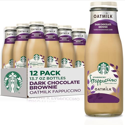Starbucks Oatmilk Frappuccino, Coffee Drink, Dark Chocolate Brownie Oat Milk, 13.7 fl oz Bottles, Iced Coffee (Pack of 12)