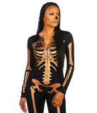 Tipsy Elves Form Fitting & Flattering Skeleton Bodysuits for Halloween - Women's Sexy Skeleton Costume - Women's Gold Skeleton Bodysuit Halloween Costume Size Medium