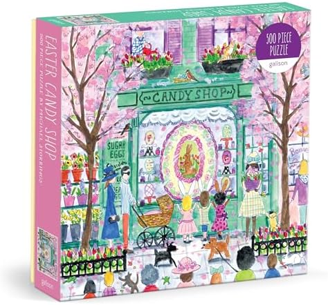 Galison Easter Candy Shop – 500 Piece Michael Storrings Jigsaw Puzzle Featuring Beautiful Artwork of an Easter Candy Confectionery