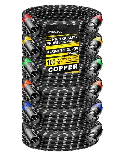 6 Pack XLR Cables 25ft Mic Braided Balanced Shielded XLR Microphone Cable Male to Female 3-Pin Colorful Connector for Microphones Recording, Audio Mixer, Amplifier，Speaker,Camcorder
