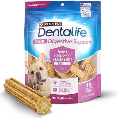 DentaLife Plus Digestive Support Dog Treats for Small and Medium Dogs, Cleans Teeth, Freshens Breath, & Supports Healthy Gut, Chicken & Pumpkin Flavor, 14.4 oz., 19 Chews - 19 ct. Pouch