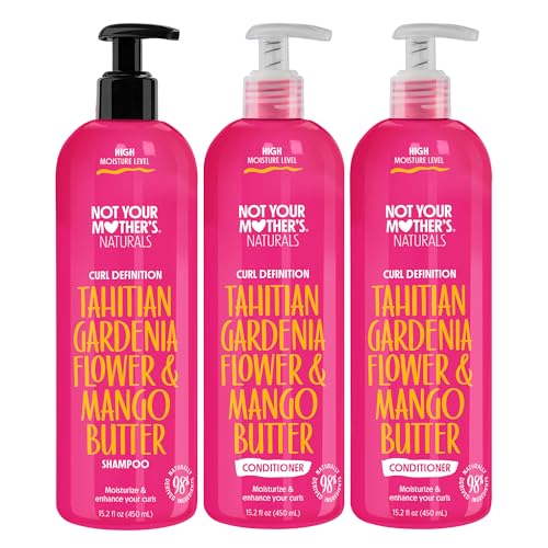 Not Your Mother's Naturals Curl Defining 1 Shampoo and 2 Conditioners (3 Pack) - 98% Naturally Derived Ingredients - Gardenia Mango Butter