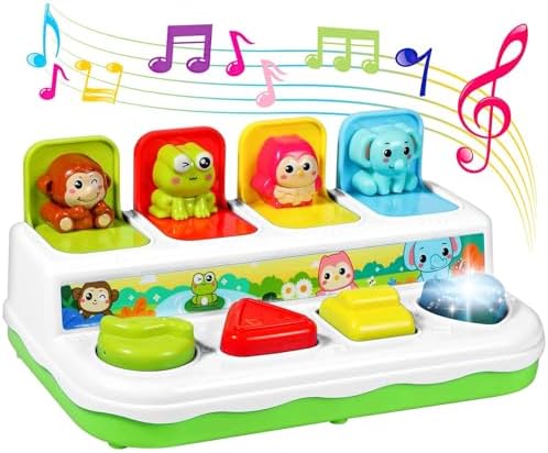 Baby Toys 6 to 18 Months, Preschool Early Learning Cause and Effect Interactive Infant Toys, Light Musical Pop Up Toys for Kids Toddlers 1-3 Years Old Boys Girls Gifts