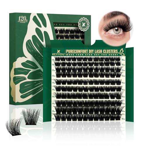 Lash Clusters 120pcs Eyelash Clusters 10-18mix D Curl Cluster Lashes Thick Super Soft Wispy DIY Eyelash Extension at Home(PC03-D-10-18MIX)