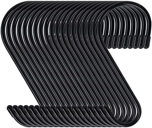 6 Inch 24 Pack Large S Hooks for Hanging Plants,Vinyl Coated Heavy Duty S Hooks for Hanging Non Slip S Hanger Hooks Steel Metal with Rubber Stopper Closet Hooks,Clothes,Jeans,Pot Pan Garden