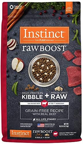 Instinct Raw Boost, Natural Dry Dog Food with Freeze Dried Pieces, High Protein, Grain Free Recipe - Real Beef, 10 lb. Bag