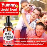 Liquid Iron Supplement w/ Vitamin C, A, B-Complex, Vegan Iron Drops High Potency Liquid Vitamin & Iron Supplements for Women, Men & Children -Support Red Blood Cell, Energy, Anemia & Fatigue