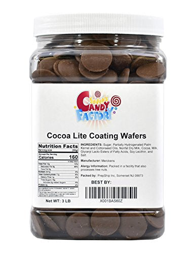 Sarah's Candy Factory, Coating Melting Wafers Milk Chocolate Cocoa Lite in Jar, Kosher and Gluten Free 3 Lbs