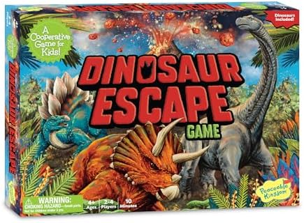Peaceable Kingdom Dinosaur Escape Cooperative Memory Game of Logic and Luck for 2 - 4 Kids Ages 4 +