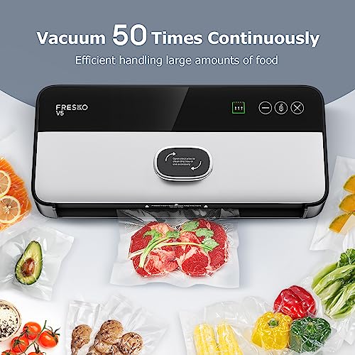 FRESKO Upgraded Fully Automatic Vacuum Sealer, Hands-Free Food Vacuum Sealer without Flipping the Lid, Easy-to-Use Touch Operation with Visual Progress Bar, ETL Certified (Silver)