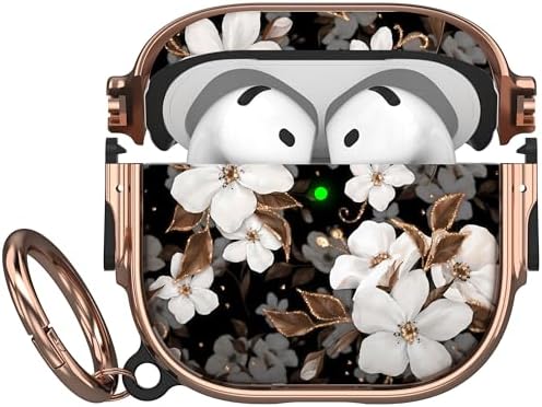 Maxjoy for AirPods 4 Case with Lock, Flower AirPod 4 case Lock Protective Cute AirPods 4th Generation Case for Women with Keychain for AirPods 4th Generation Charging Case 2024, Floral