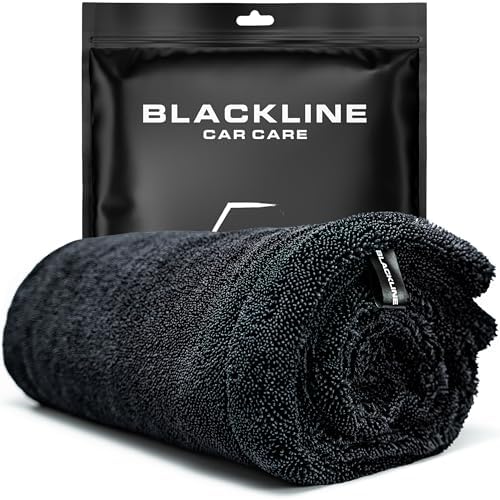 Blackline Drying Towel #1 Rated Car Drying Towel for Car Detailing Streak Free, XL 1300 GSM Premium Ultra Soft Microfiber, Twisted-Loop Microfiber Towels for Cars 24" x 36"