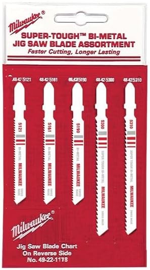 Milwaukee 49-22-1178 T-Shank Metal/Wood Cutting Jig Saw Blade Assortment, 5-Pack