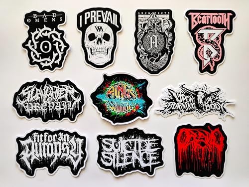 Metalcore/Deathcore Sticker Pack (10 Stickers) Set 3 Vinyl Decals Band Bad i Bear Slaughter Rings Upon fit Suicide Omens Prevail Tooth to of Saturn a Burning for an Autopsy Silence Body Death Metal