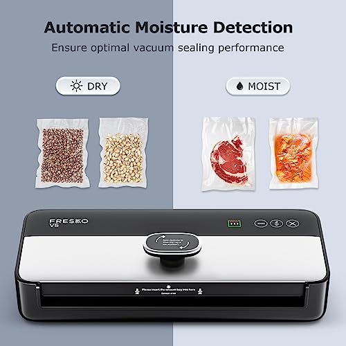 FRESKO Upgraded Fully Automatic Vacuum Sealer, Hands-Free Food Vacuum Sealer without Flipping the Lid, Easy-to-Use Touch Operation with Visual Progress Bar, ETL Certified (Silver)