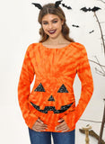 Halloween Womens Pregnant Maternity Pregnancy Costume Family Loose Wrap Shirts Jack O' Lantern Pumpkin Face Tie dye XL