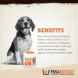 FullBucket Daily Dog Probiotic 30 Servings - Support Natural Digestion, Treat & Prevent Diarrhea - Probiotics, Prebiotics & Digestive Enzymes All in One Tasty Probiotic Powder for Dogs