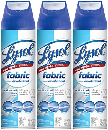 Lysol Fabric Disinfectant Spray, Sanitizing and Antibacterial Spray, For Disinfecting and Deodorizing Soft Furnishings, Sundrenched Linen 15 FL. Oz (Pack of 3)