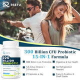 Probiotics for Women Men: 300 Billion CFU Probiotic High Potency + 12 Strains Organic Probiotics with Prebiotics, Daily Probiotic Supplement for Digestive, Gut, Immune and Bloating Health, 60 Capsules