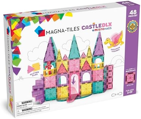 MAGNA-TILES Castle DLX 48-Piece Magnetic Construction Set, The Original Magnetic Building Brand