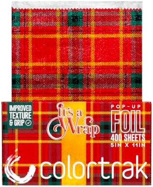 Colortrak It's a Wrap Pop-up Foil W/Dispenser (400 Count), Pre-cut Sheets, Non-Slip Embossed Texture, 5" x 11" Sheets for Hair Foil Coloring and Highlighting Sheet Applications