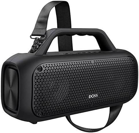 DOSS Extreme Boom Outdoor Bluetooth Speaker with 60W Mighty Sound, Deep Bass, 30H Playtime,10400mAh Power Bank, BT 5.3, IPX6 Waterproof, Portable Strap for Camping, Pool, Beach, Garage, Work