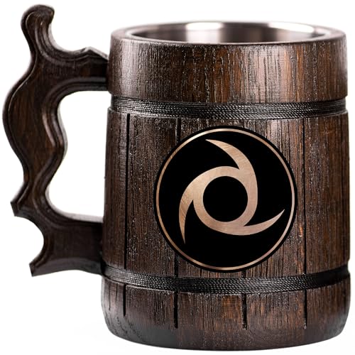 FF XIV Ninja Custom Beer Mug, Personalized Stein, Wooden Tankard, Gamer Geek Anniversary Birthday Gifts for Men Him Dad Father Wedding Unique