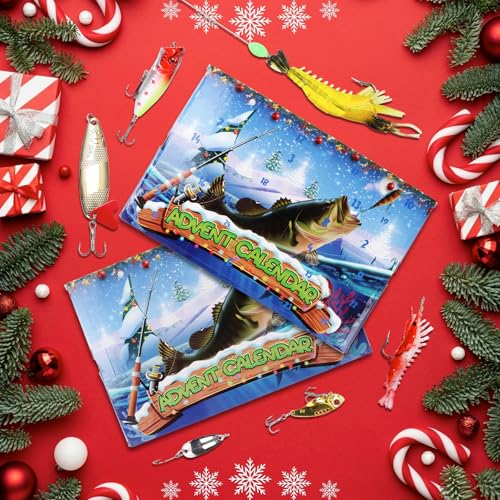 Fishing Advent Calendar 2024-24 Days of Christmas Countdown Calendar with Fishing Lures Set for Fisher Adult Men Teen Boys for Dad Men Stocking Stuffers