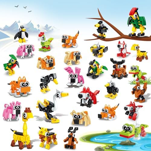 Party Favors for Easter Gift- 20 Pack Mini Animals Building Blocks Set, Goody Bags Stuffers, Small Toys for Kids Prizes, Christmas Birthday Party Favors Return Gifts for Boys Girls Age 6-8-12+