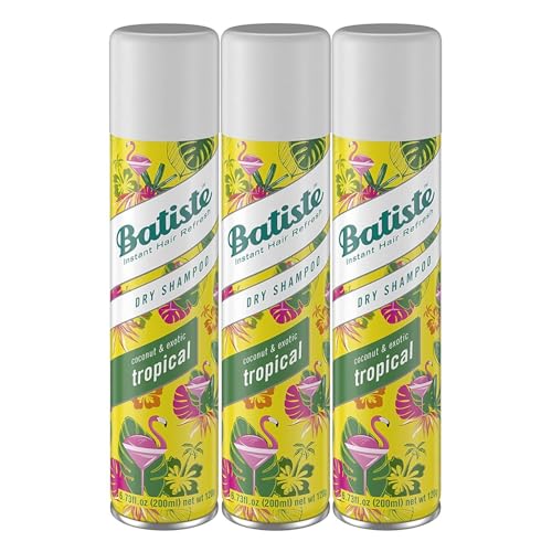 Batiste Dry Shampoo, Tropical Fragrance, Refresh Hair and Absorb Oil Between Washes, Waterless Shampoo for Added Hair Texture and Body, 6.73 OZ Dry Shampoo Bottle, 3 Pack