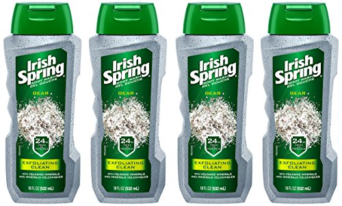 Irish Spring Gear Men's Body Wash, Exfoliating Clean with Volcanic Minerals - 18 fluid ounce (4 Pack)