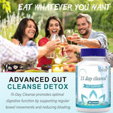 15 Day Cleanse, Gut and Colon Support, Advanced 15 Day Gut Cleanse Detox for Women & Men with Senna, Cascara Sagrada & Psyllium Husk, Non-GMO, 30 Capsules